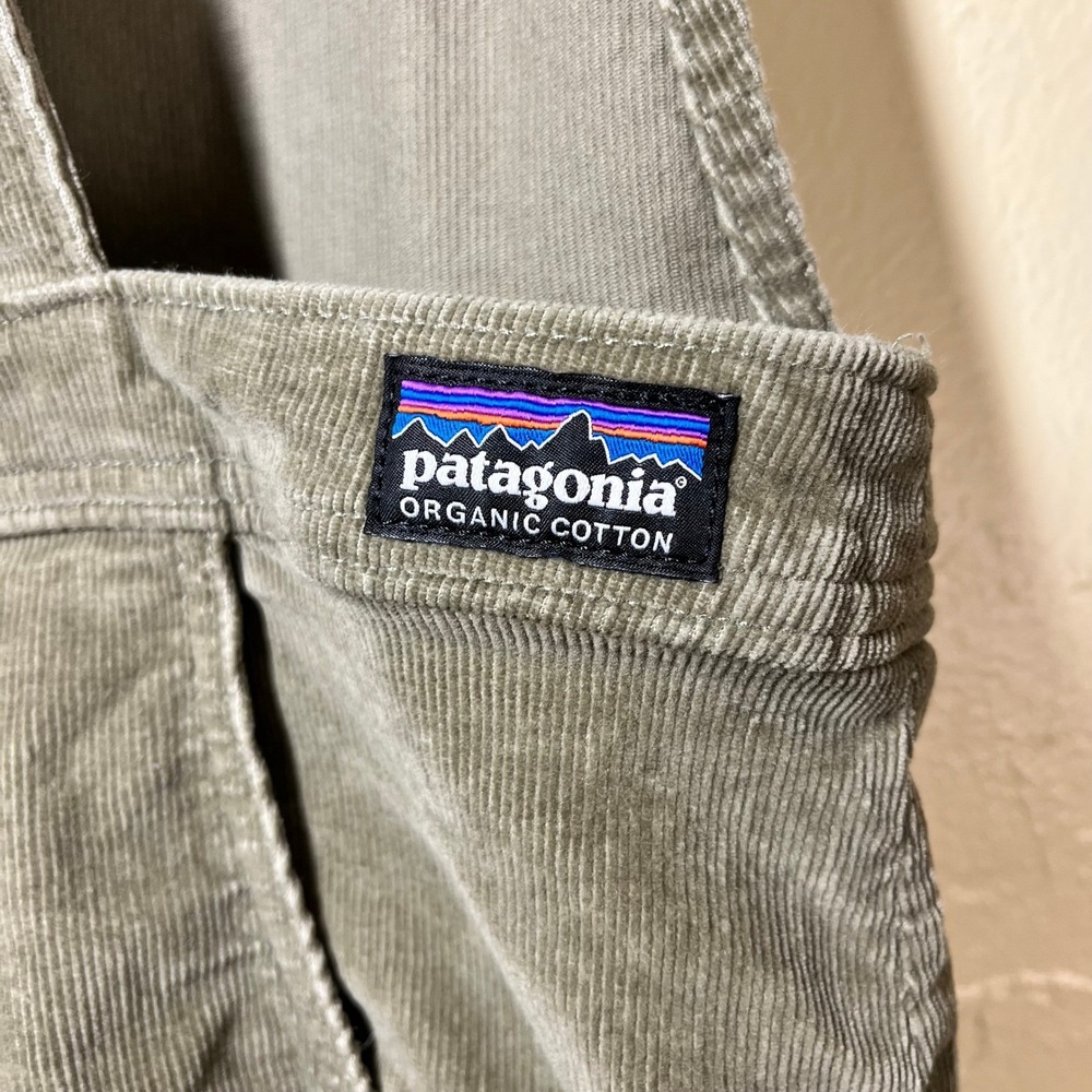 Patagonia Stand Up Corduroy Overalls Womens 2 Sage Green Organic Cotton Wide Leg - Picture 7 of 15